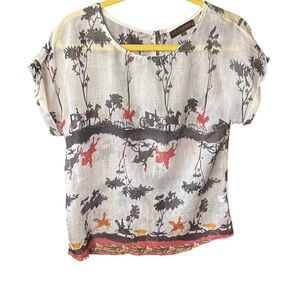 Whimsical Women's Top Pastoral Hunting Print